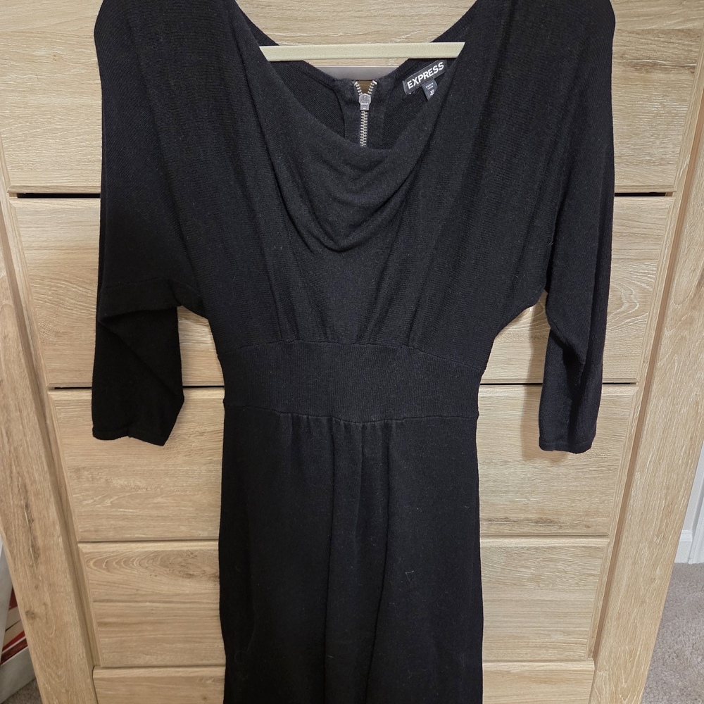 Express Elegant Black Long Sleeve Dress